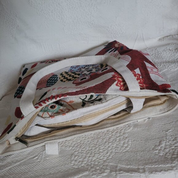 2 Vintage Owl Zippered & Lined Tote Bags - Picture 7 of 16